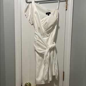 Aidan Mattox White Asymmetrical One Shoulder Dress